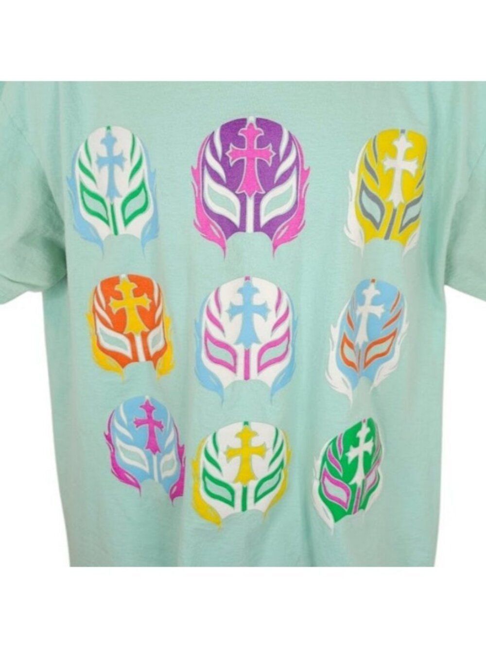 Rey Mysterio T Shirt Mens Size XL Blue Green WWE Pro Wrestling Luchador USA